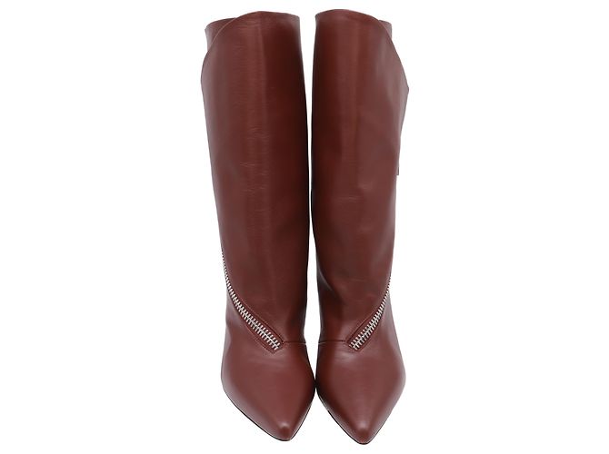 Stivaletti con zip 80 in pelle marrone di Givenchy Rosso - vista 2