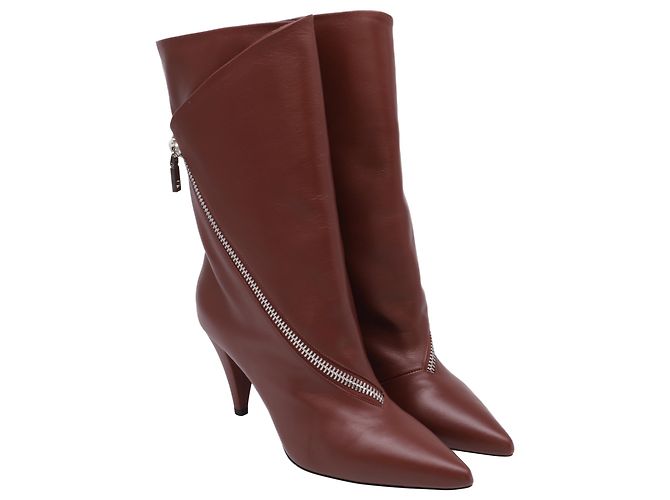 Stivaletti con zip 80 in pelle marrone di Givenchy Rosso - vista 3