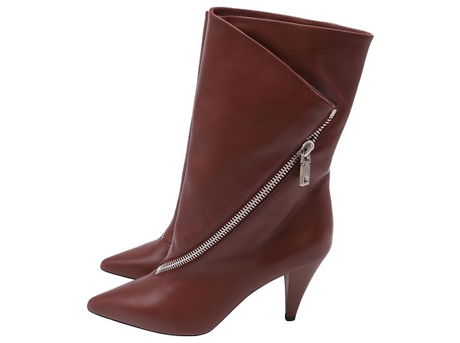 Stivaletti con zip 80 in pelle marrone di Givenchy Rosso - vista 4