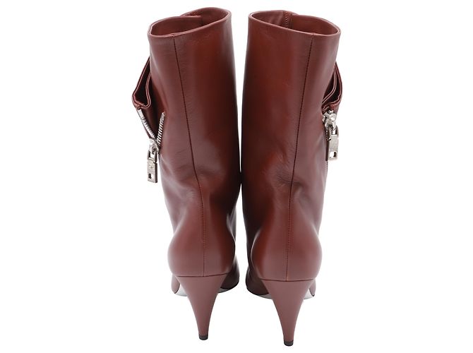 Stivaletti con zip 80 in pelle marrone di Givenchy Rosso - vista 5