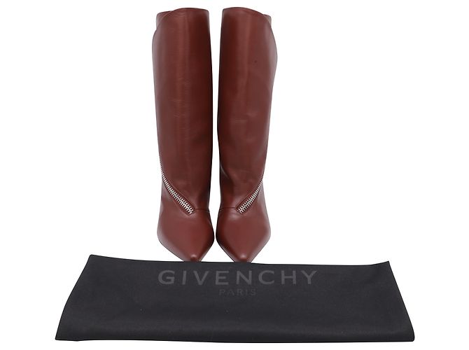 Stivaletti con zip 80 in pelle marrone di Givenchy Rosso - vista 6
