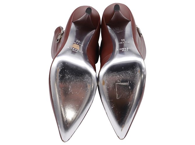 Stivaletti con zip 80 in pelle marrone di Givenchy Rosso - vista 8