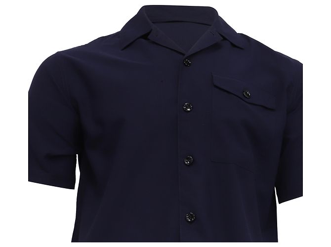 Camisa Botão Ami em Viscose Azul Marinho - vista 2