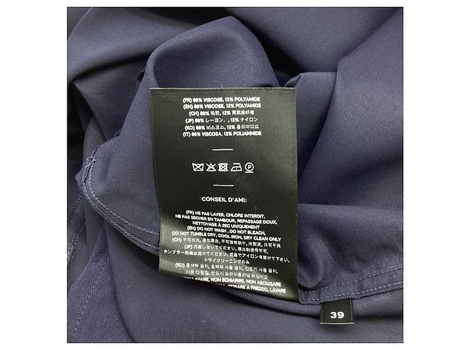 Camisa Botão Ami em Viscose Azul Marinho - vista 5