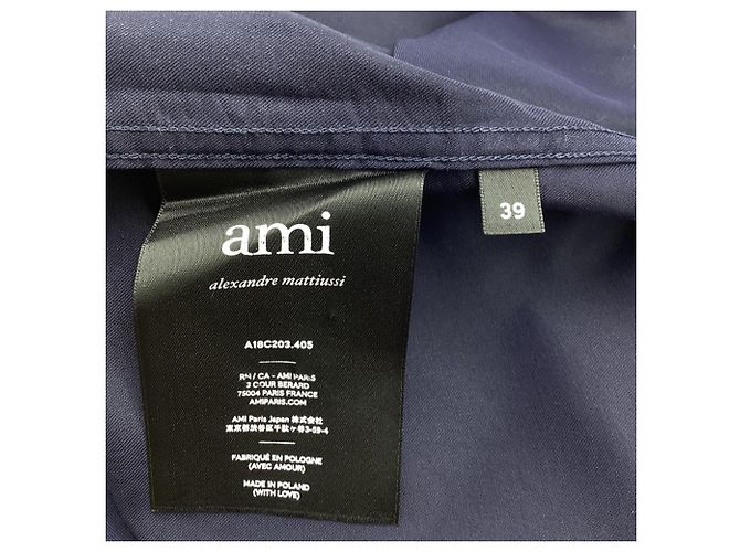 Camisa Botão Ami em Viscose Azul Marinho - vista 6