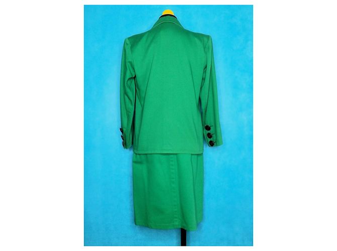 Conjunto de saia e blazer Yves Saint Laurent Rive Gauche verde algodão - vista 4