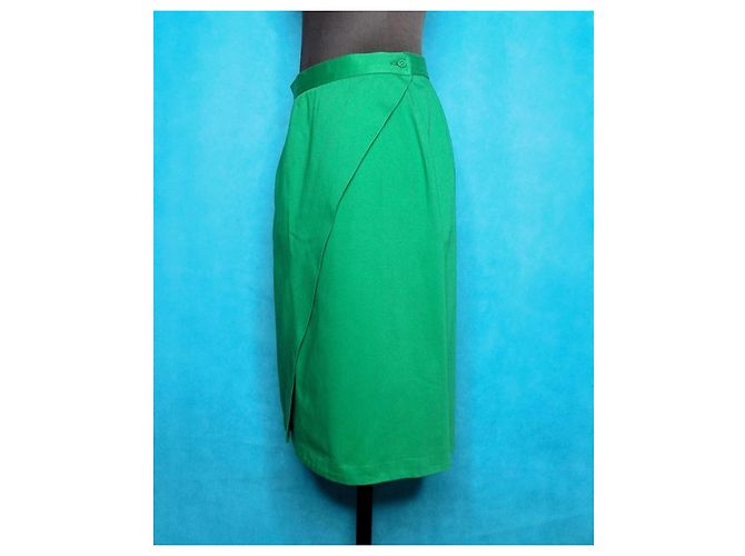 Conjunto de saia e blazer Yves Saint Laurent Rive Gauche verde algodão - vista 6