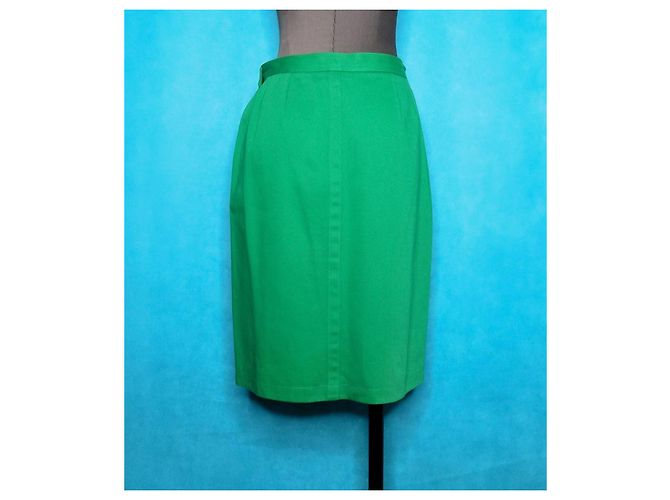 Conjunto de saia e blazer Yves Saint Laurent Rive Gauche verde algodão - vista 7