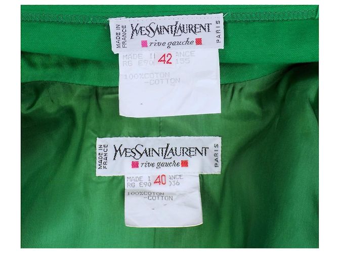 Conjunto de saia e blazer Yves Saint Laurent Rive Gauche verde algodão - vista 9