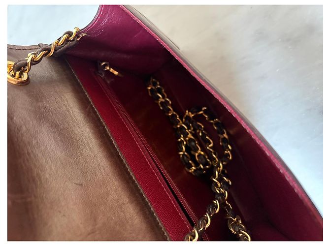 Borsa Classic Flap Chanel in pelle marrone scuro - vista 11