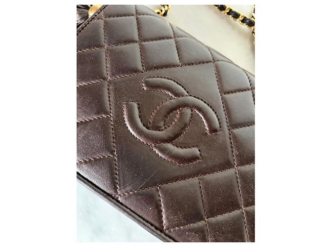 Borsa Classic Flap Chanel in pelle marrone scuro - vista 15