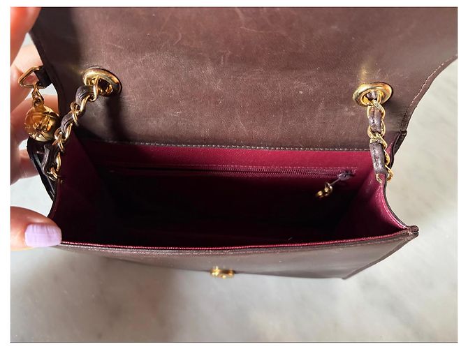 Borsa Classic Flap Chanel in pelle marrone scuro - vista 18