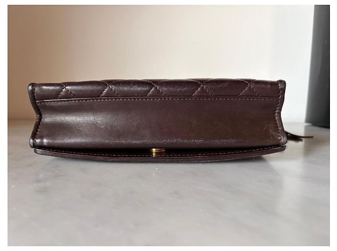 Borsa Classic Flap Chanel in pelle marrone scuro - vista 6