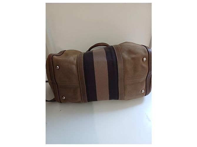 Borsa Gucci Boston in pelle e tela marrone - vista 4
