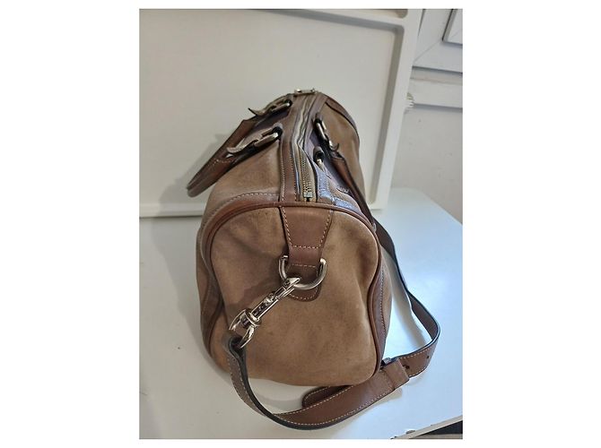 Borsa Gucci Boston in pelle e tela marrone - vista 5