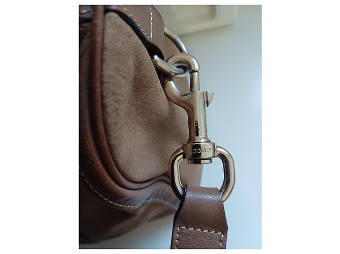 Borsa Gucci Boston in pelle e tela marrone - vista 7
