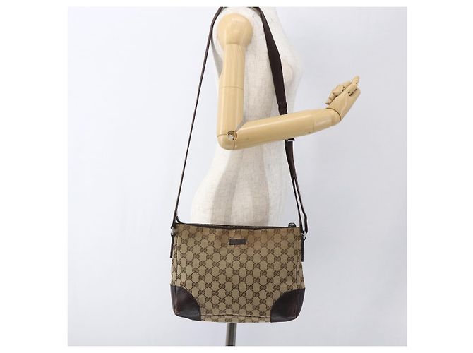 Borsa a Spalla GG Canvas Gucci Beige Argento 114273 Auth fm5091 - vista 23