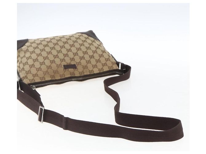 Borsa a Spalla GG Canvas Gucci Beige Argento 114273 Auth fm5091 - vista 7