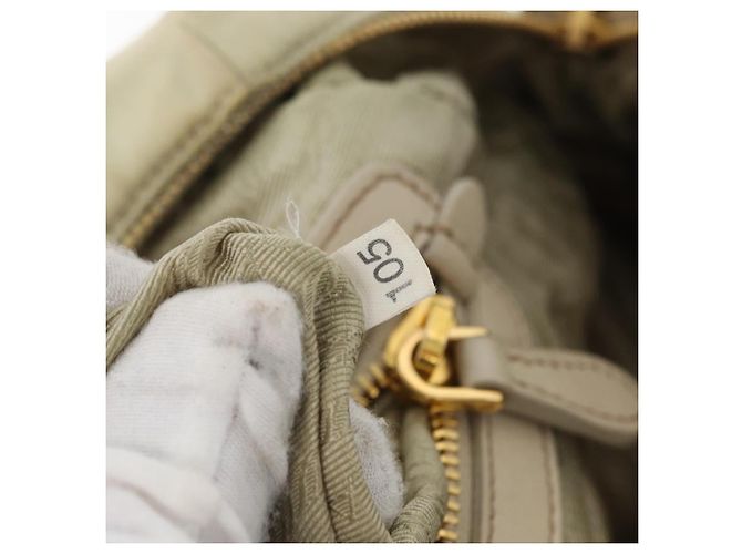 PRADA Borsa a mano arricciata in nylon 2 in 1 avorio oro Auth 173201 D'oro Crudo - vista 12