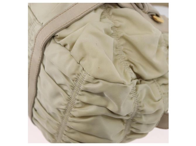 PRADA Borsa a mano arricciata in nylon 2 in 1 avorio oro Auth 173201 D'oro Crudo - vista 17