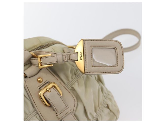 PRADA Borsa a mano arricciata in nylon 2 in 1 avorio oro Auth 173201 D'oro Crudo - vista 18