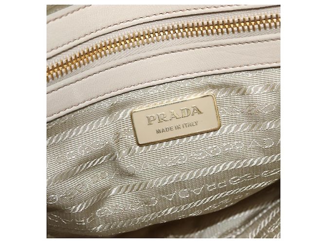 PRADA Borsa a mano arricciata in nylon 2 in 1 avorio oro Auth 173201 D'oro Crudo - vista 21