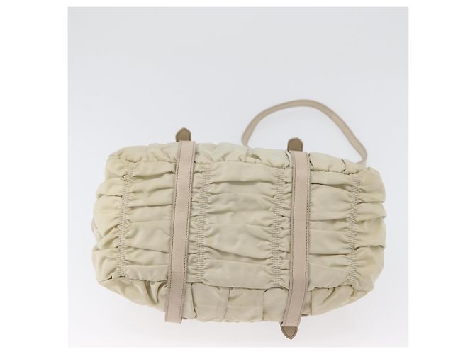 PRADA Borsa a mano arricciata in nylon 2 in 1 avorio oro Auth 173201 D'oro Crudo - vista 5