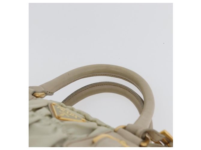 PRADA Borsa a mano arricciata in nylon 2 in 1 avorio oro Auth 173201 D'oro Crudo - vista 8