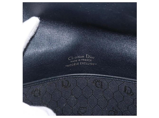 Borsa a spalla in tela a nido d'ape Christian Dior Nero Oro Auth 173474 D'oro - vista 11