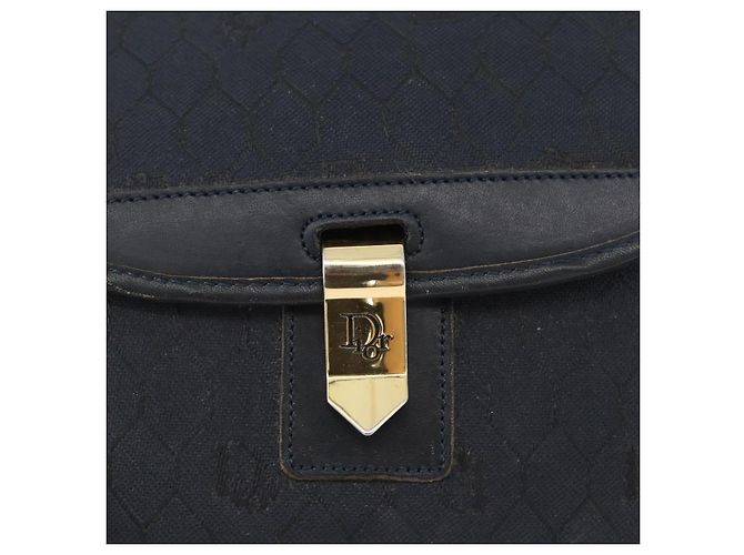 Borsa a spalla in tela a nido d'ape Christian Dior Nero Oro Auth 173474 D'oro - vista 17