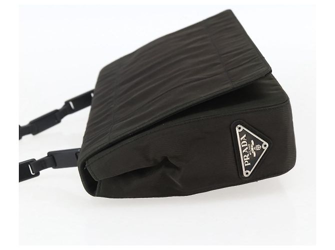 Bolso de Hombro PRADA de Nylon y Cuero Caqui Auth 173639 - vista 3