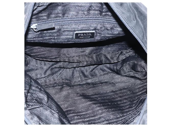 PRADA Borsa a mano in nylon nero argento Auth 173607 - vista 11