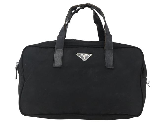 PRADA Borsa a mano in nylon nero argento Auth 173607 - vista 13
