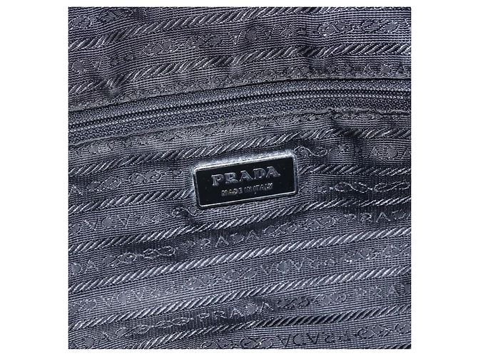 PRADA Borsa a mano in nylon nero argento Auth 173607 - vista 20