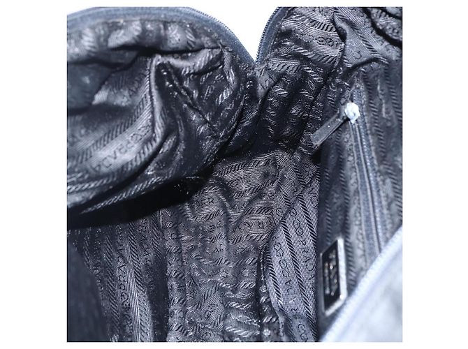 PRADA Borsa a mano in nylon nero argento Auth 173607 - vista 22