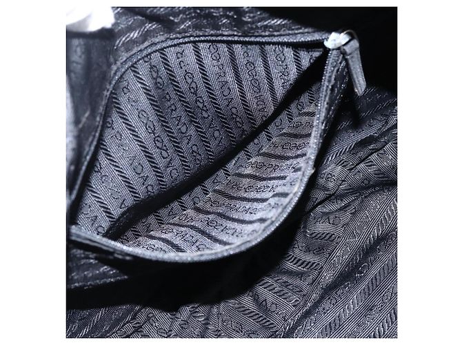 PRADA Borsa a mano in nylon nero argento Auth 173607 - vista 24