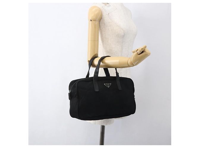 PRADA Borsa a mano in nylon nero argento Auth 173607 - vista 25