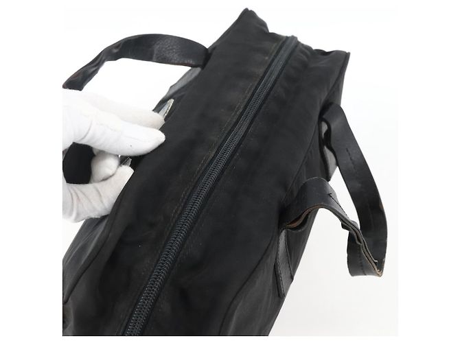 PRADA Borsa a mano in nylon nero argento Auth 173607 - vista 6