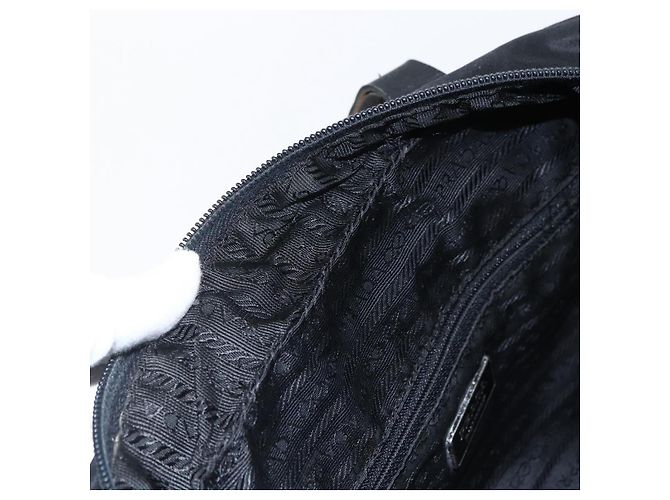 PRADA Borsa a mano in nylon nero argento Auth 173607 - vista 9