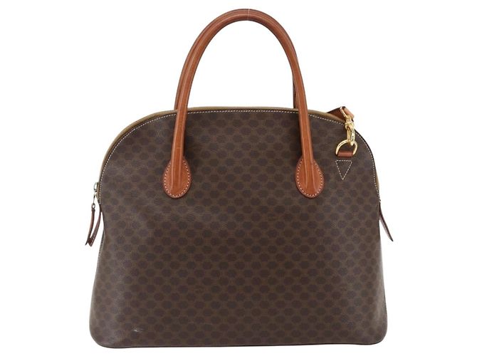 Céline Sac à main en toile Macadam CELINE en cuir PVC 2 en 1 marron or Auth ep13453 Doré - vue 13