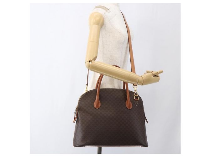 Céline Sac à main en toile Macadam CELINE en cuir PVC 2 en 1 marron or Auth ep13453 Doré - vue 24