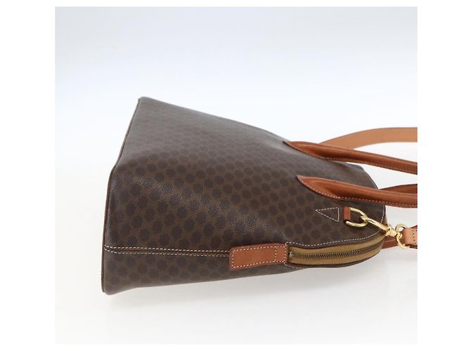 Céline Sac à main en toile Macadam CELINE en cuir PVC 2 en 1 marron or Auth ep13453 Doré - vue 4