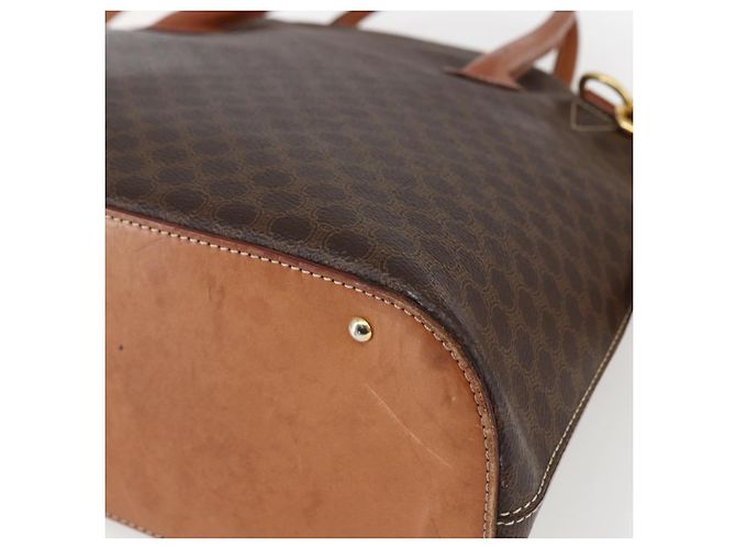 Céline Sac à main en toile Macadam CELINE en cuir PVC 2 en 1 marron or Auth ep13453 Doré - vue 9
