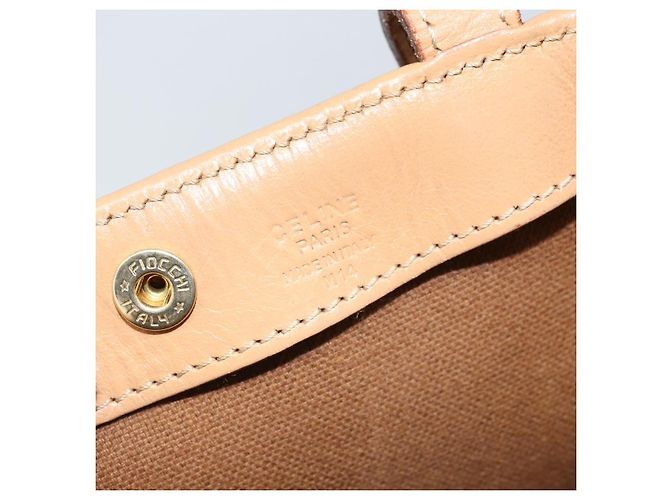 Céline Borsa tote in tela Macadam CELINE in pelle PVC marrone oro Auth ep13444 D'oro - vista 12