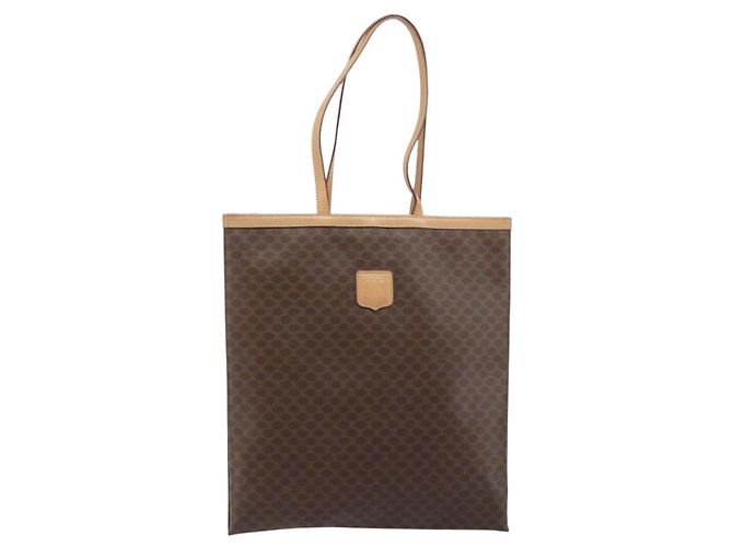 Céline Borsa tote in tela Macadam CELINE in pelle PVC marrone oro Auth ep13444 D'oro - vista 13