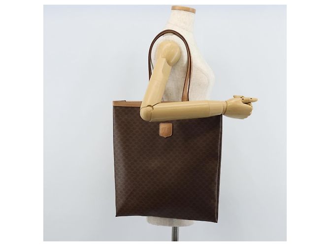 Céline Borsa tote in tela Macadam CELINE in pelle PVC marrone oro Auth ep13444 D'oro - vista 19