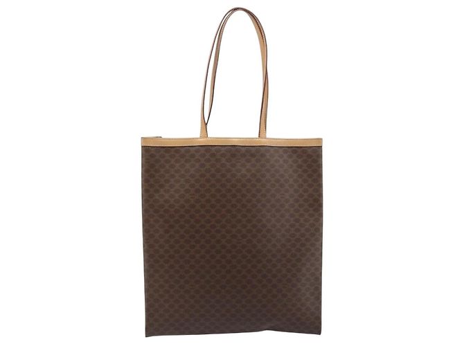 Céline Borsa tote in tela Macadam CELINE in pelle PVC marrone oro Auth ep13444 D'oro - vista 2