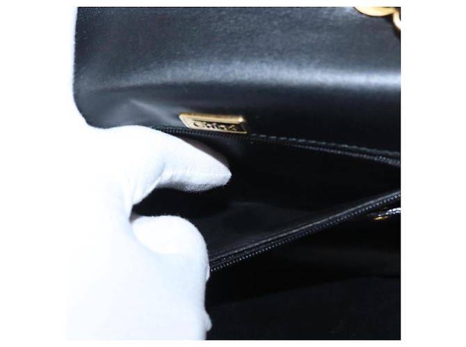Chloé Borsa a spalla in pelle Chloe con catena nera e oro Auth 172236 Nero D'oro - vista 24