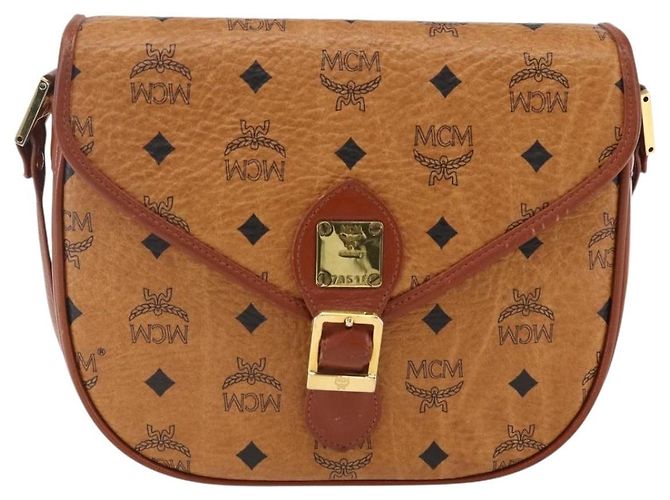Borsa a Spalla MCM Vicetos Logogram in Pelle PVC Marrone Oro Auth 173556 - vista 13