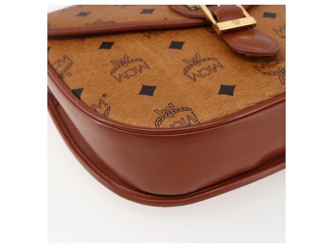 Borsa a Spalla MCM Vicetos Logogram in Pelle PVC Marrone Oro Auth 173556 - vista 14